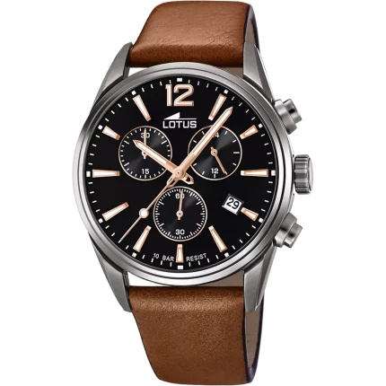 Relógio Lotus Chrono 18683/2 preto pulsera de pele, homem