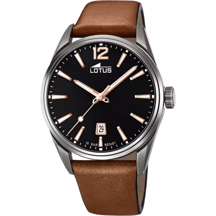 Relógio Lotus Chrono 18685/2 preto pulseira de couro, homem