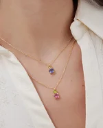Colar curto «Fleur» em prata esterlina banhada a ouro com cristal - Image 2